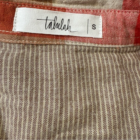 Red and Tan Plaid Button Down oversized shirt - Picture 6 of 12